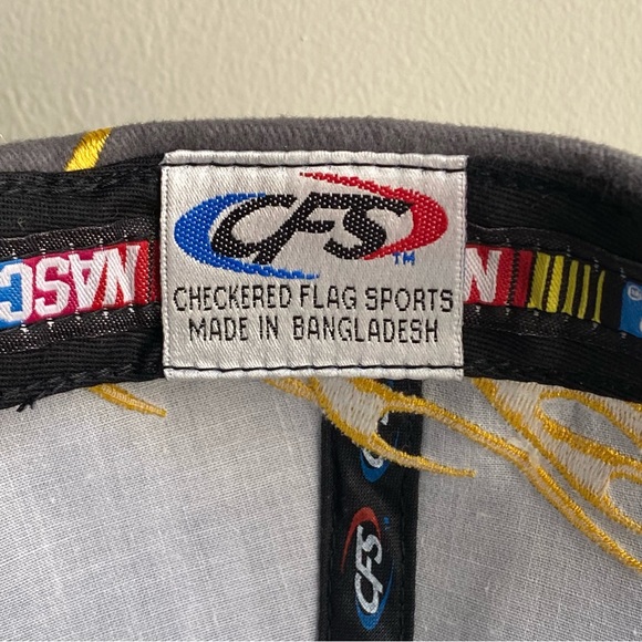 NASCAR 2004 Nextel Cup Series Strapback Baseball Cap Hat Black Yellow Flames - Picture 4 of 8